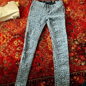 Gray leopard print jeans